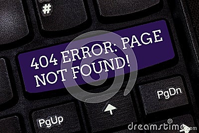 Conceptual hand writing showing 404 Error Page Not Found. Business photo text Webpage on Server has been Removed or Stock Photo