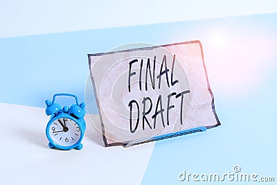 Conceptual hand writing showing Final Draft. Business photo text final version of something after a lot of editing and rewriting Stock Photo