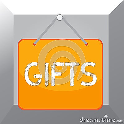 Conceptual hand writing showing Gifts. Business photo text a thing given willingly to someone without payment or a present Memo Stock Photo