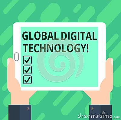 Conceptual hand writing showing Global Digital Technology. Business photo text Digitized information in the form of numeric code Stock Photo