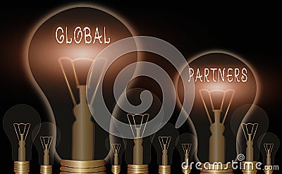 Conceptual hand writing showing Global Partners. Business photo showcasing Two or more firms from different countries work as a Stock Photo