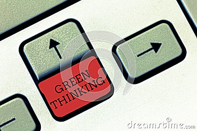 Conceptual hand writing showing Green Thinking. Business photo text Taking ction to make environmental responsibility a Stock Photo