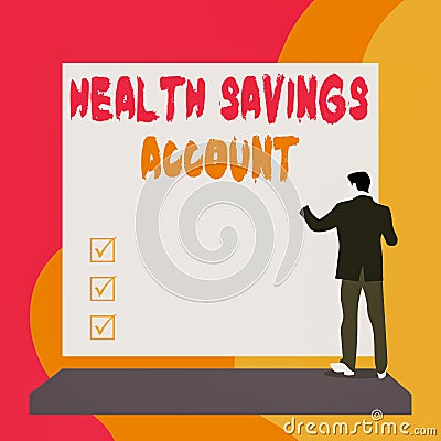 Conceptual hand writing showing Health Savings Account. Business photo text users with High Deductible Health Insurance Policy Stock Photo