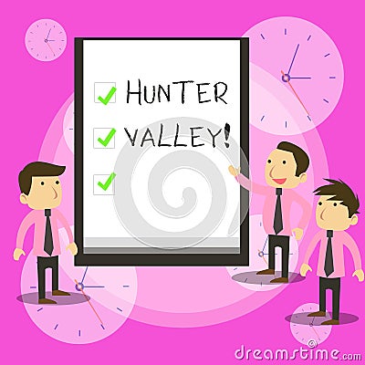 Conceptual hand writing showing Hunter Valley. Business photo text Australia s is best known wine regions State of New Stock Photo
