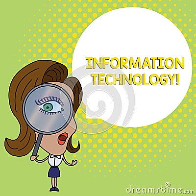 Conceptual hand writing showing Information Technology. Business photo text use Systems to Store Retrieve Transmit Send Stock Photo