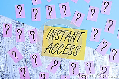 Conceptual hand writing showing Instant Access. Business photo text the ability or access to withdraw money whenever needed Stock Photo
