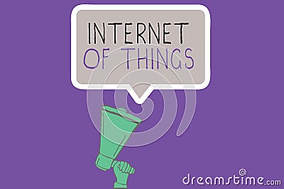 Conceptual hand writing showing Internet Of Things. Business photo showcasing connection of Devices to the Net to Send Receive Dat Stock Photo