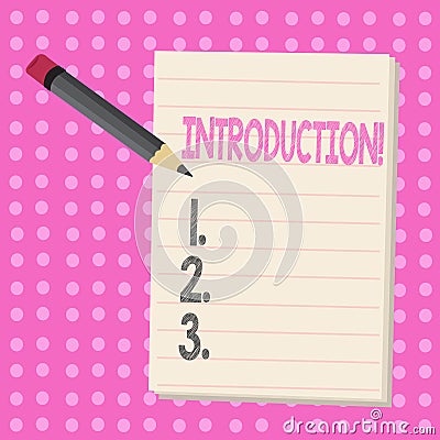 Conceptual hand writing showing Introduction. Business photo text First part of a document Formal presentation to an Stock Photo