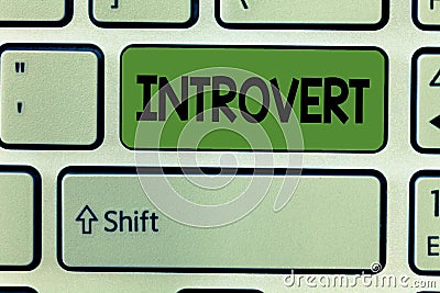 Conceptual hand writing showing Introvert. Business photo text tend to be inward turning or focused more internal Stock Photo