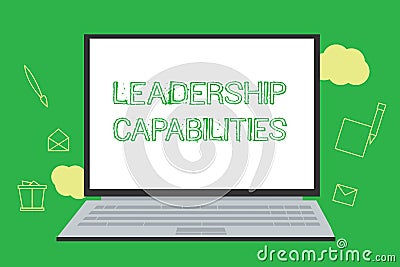 Conceptual hand writing showing Leadership Capabilities. Business photo showcasing Set of Performance Expectations a Leader Compet Stock Photo