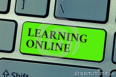 Conceptual hand writing showing Learning Online. Business photo text Learn something new with the help of internet and Stock Photo