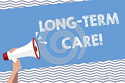 Conceptual hand writing showing Long Term Care. Business photo text Adult medical nursing Healthcare Elderly Retirement Stock Photo