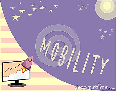 Conceptual hand writing showing Mobility. Business photo text ability to move or be moved freely easily adaptability Stock Photo