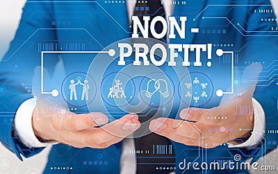 Conceptual hand writing showing NonProfit. Business photo showcasing not making or conducted primarily to make profit Stock Photo