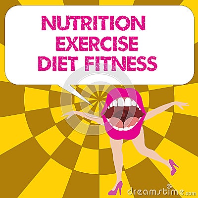 Conceptual hand writing showing Nutrition Exercise Diet Fitness. Business photo text Healthy Lifestyle Weight loss Stock Photo