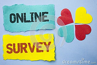 Conceptual hand writing showing Online Survey. Business photo showcasing Digital Media Poll Customer Feedback Opinions Questionnai Stock Photo