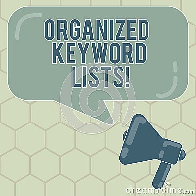 Conceptual hand writing showing Organized Keyword Lists. Business photo text Taking list of keywords and place them in Stock Photo