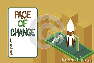 Conceptual hand writing showing Pace Of Change. Business photo text Shift in normal routine Variation in usual Stock Photo