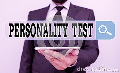 Conceptual hand writing showing Personality Test. Business photo showcasing A method of assessing huanalysis demonstratingality Stock Photo