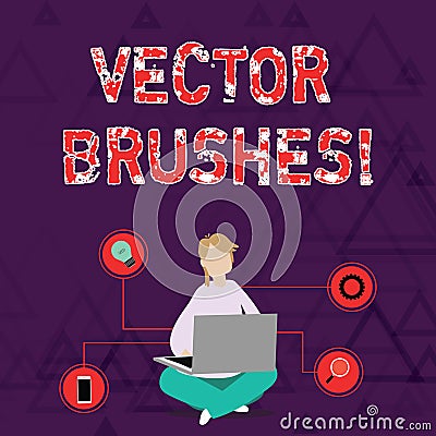 Conceptual hand writing showing photo Brushes. Business photo showcasing Applied to path and use to create realistic Stock Photo