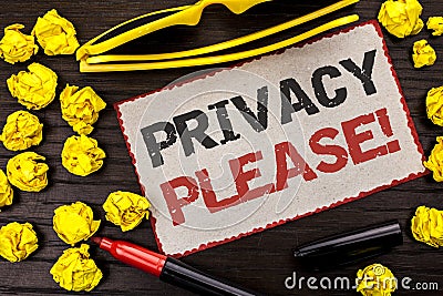 Conceptual hand writing showing Privacy Please Motivational Call. Business photo text Let us Be Quiet Rest Relaxed Do not Disturb Stock Photo