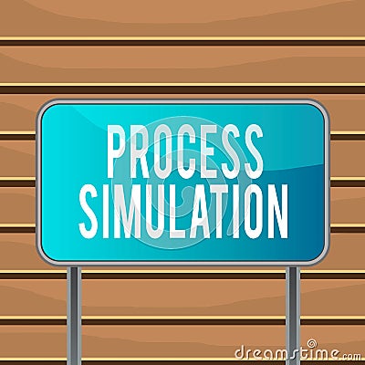 Conceptual hand writing showing Process Simulation. Business photo text Technical Representation Fabricated Study of a system Stock Photo