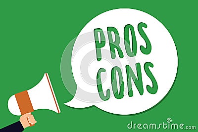 Conceptual hand writing showing Pros Cons. Business photo showcasing The favorable and unfavorable factors or reasons of person Ma Stock Photo