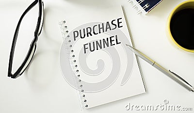 Conceptual hand writing showing Purchase Funnel. Stock Photo