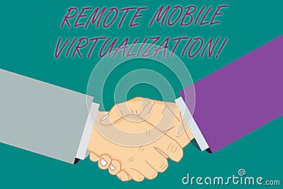 Conceptual hand writing showing Remote Mobile Virtualization. Business photo showcasing can remotely control an Android Stock Photo