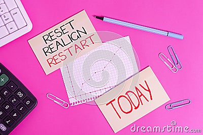 Conceptual hand writing showing Reset Realign Restart. Business photo text Life audit will help you put things in Stock Photo