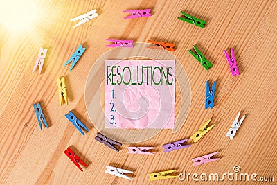 Conceptual hand writing showing Resolutions. Business photo text the act of analyzing a complex notion into simpler ones Stock Photo