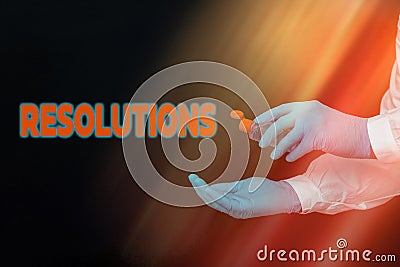 Conceptual hand writing showing Resolutions. Business photo text the act of analyzing a complex notion into simpler ones Stock Photo