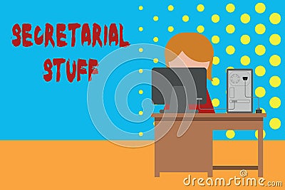 Conceptual hand writing showing Secretarial Stuff. Business photo showcasing Secretary belongings Things owned by Stock Photo