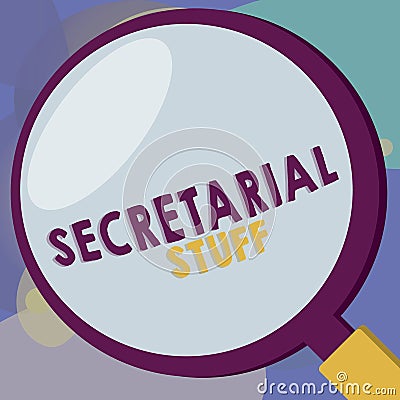 Conceptual hand writing showing Secretarial Stuff. Business photo text Secretary belongings Things owned by personal assistant Stock Photo