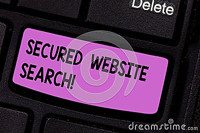 Conceptual hand writing showing Secured Website Search. Business photo text browser and website communications are Stock Photo