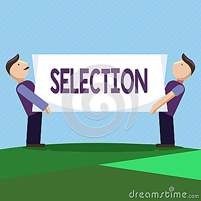 Conceptual hand writing showing Selection. Business photo text Carefully choosing someone or something as being the best Stock Photo