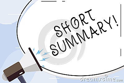 Conceptual hand writing showing Short Summary. Business photo text Brief statement of main points clear Oval Shape Stock Photo