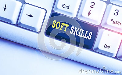 Conceptual hand writing showing Soft Skills. Business photo showcasing demonstratingal attribute enable interact Stock Photo