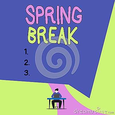 Conceptual hand writing showing Spring Break. Business photo showcasing week s is vacation for students in the spring Stock Photo