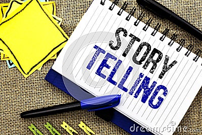 Conceptual hand writing showing Story Telling. Business photo showcasing Tell or write short Stories Share Personal Experiences wr Stock Photo