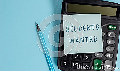 Conceptual hand writing showing Students Wanted. Business photo showcasing list of things wishes or dreams young showing Stock Photo