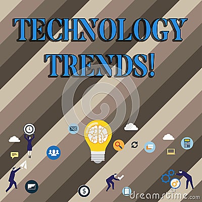 Conceptual hand writing showing Technology Trends. Business photo showcasing Trending Modern Viral Advanced Development Trendy New Stock Photo