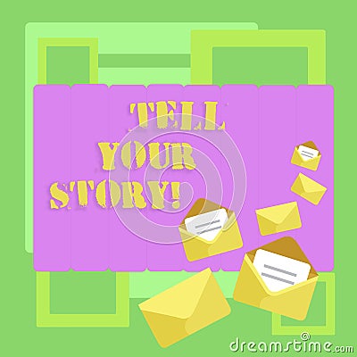 Conceptual hand writing showing Tell Your Story. Business photo text Share your experience motivate world Closed and Stock Photo