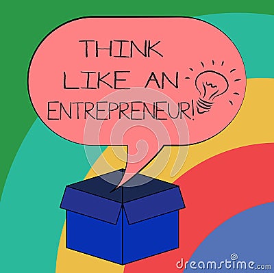 Conceptual hand writing showing Think Like An Entrepreneur. Business photo text Have an entrepreneurship mind Start up Stock Photo