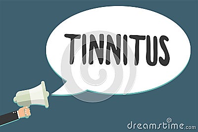 Conceptual hand writing showing Tinnitus. Business photo showcasing A ringing or music and similar sensation of sound in ears Mega Stock Photo