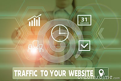 Conceptual hand writing showing Traffic To Your Website. Business photo showcasing Lifeblood of online business more Stock Photo