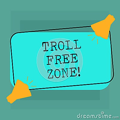 Conceptual hand writing showing Troll Free Zone. Business photo text Social network where tolerance and good behavior is Stock Photo