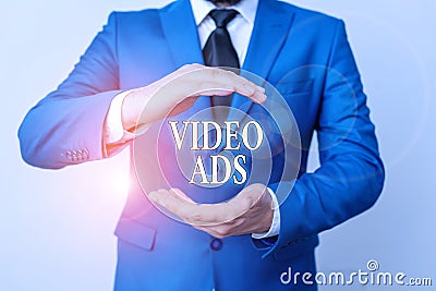 Conceptual hand writing showing Video Ads. Business photo showcasing Engage audience in the form of video content Stock Photo