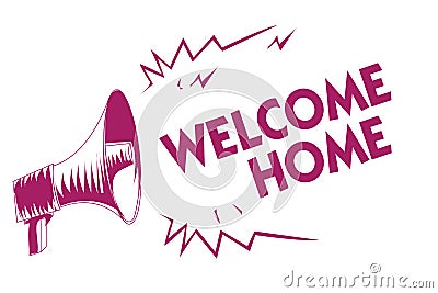 Conceptual hand writing showing Welcome Home. Business photo showcasing Expression Greetings New Owners Domicile Doormat Entry Pur Stock Photo