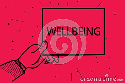 Conceptual hand writing showing Wellbeing. Business photo text A good or satisfactory condition of existence including health Man Stock Photo